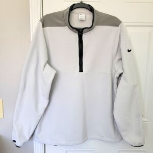Nike Therma Fit Mens Quarter Zip Fleece Light And Dark Gray Logo Athletic Size L